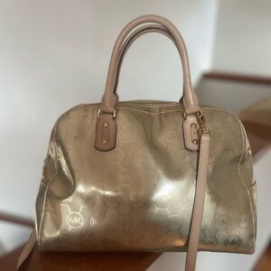 Gold Michael Kors Shoulder Strap Bag with MK embossing